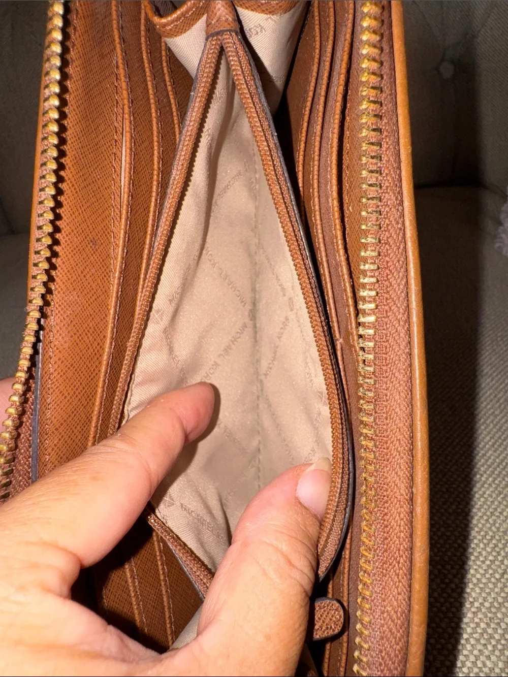 Michael Kors Brown Signature MK Zip Wallet